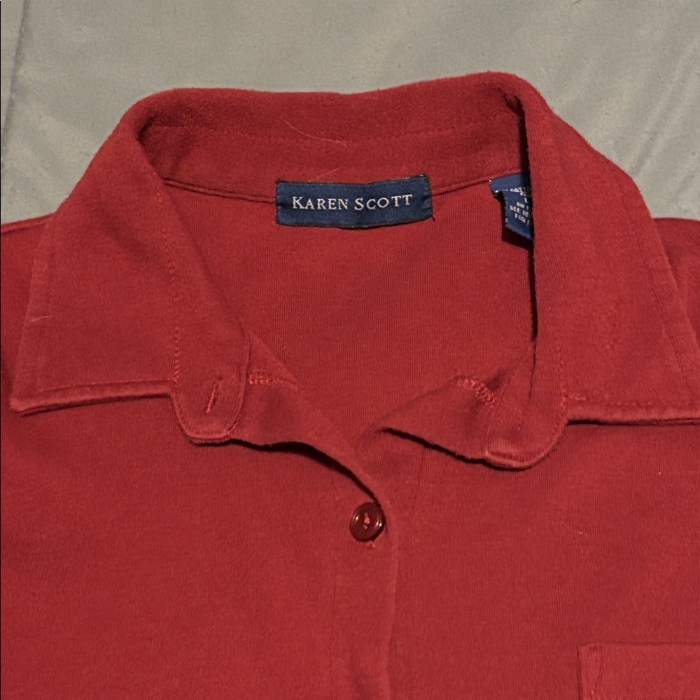 Karen Scott Sleeveless Button Down Shirt, Size L - Picture 5 of 7